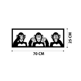 Wallity Three Monkeys-M Escultura de pared metálica negra